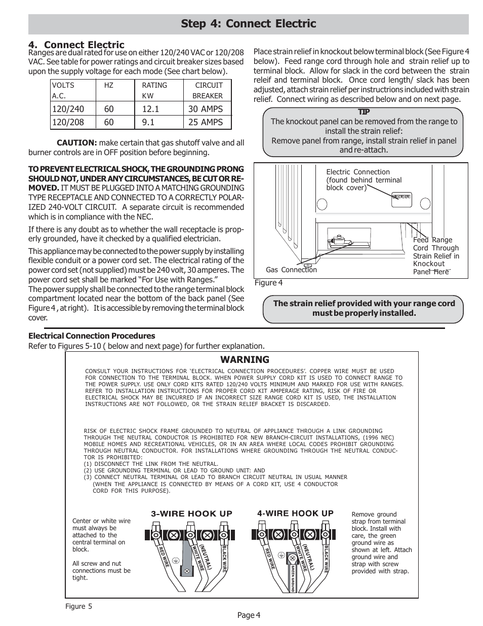 Step 4: connect electric, Connect electric, Warning | Bosch HDS256U User Manual | Page 5 / 24