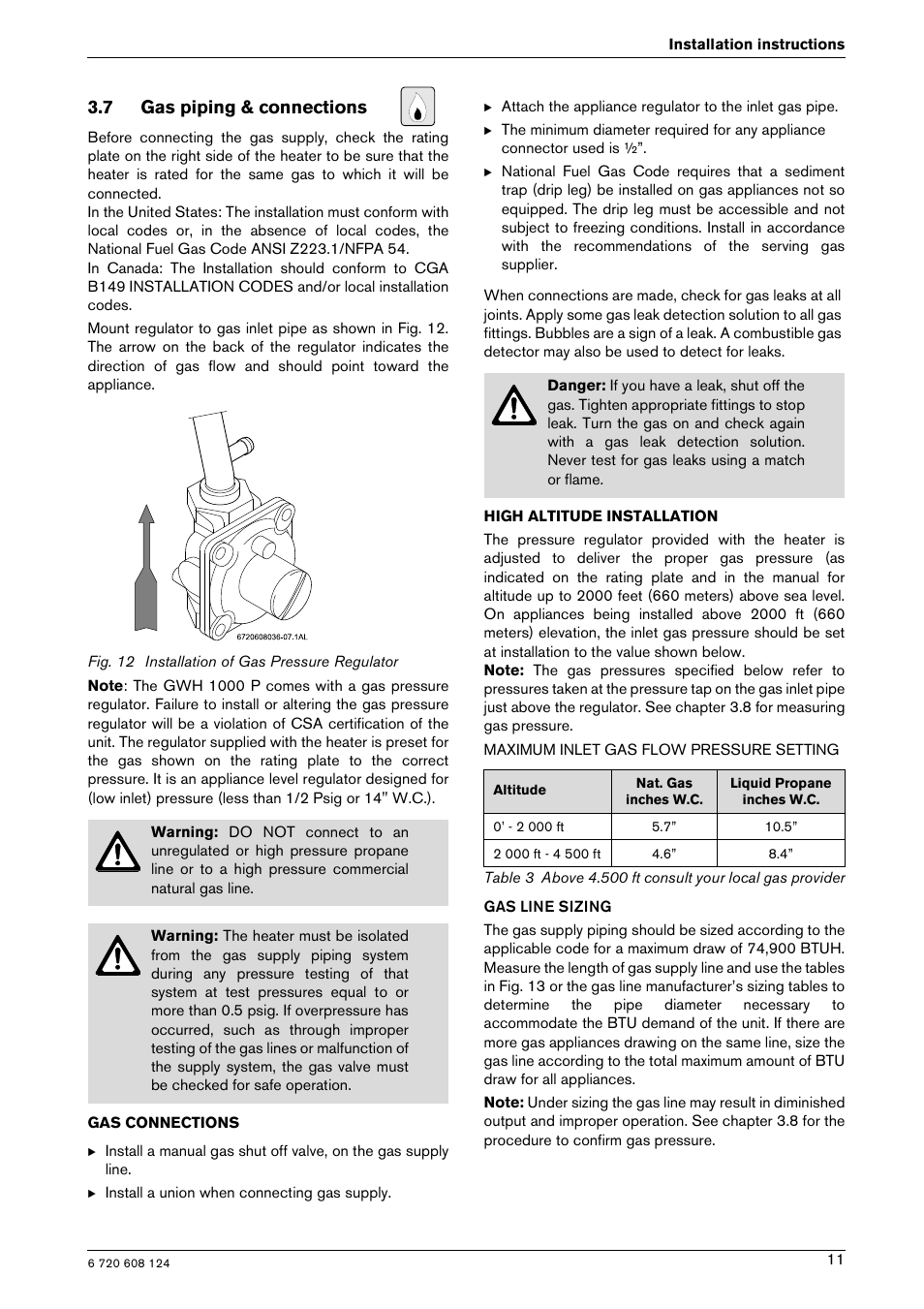 7 gas piping & connections | Bosch GWH 1000 User Manual | Page 11 / 28