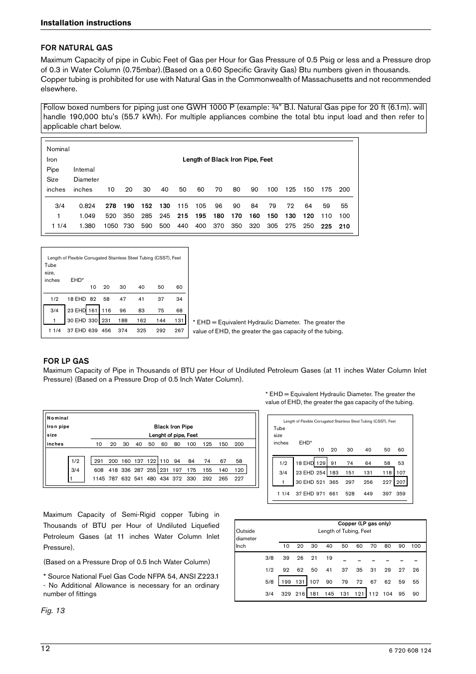 For lp gas | Bosch GWH 1000 User Manual | Page 12 / 28