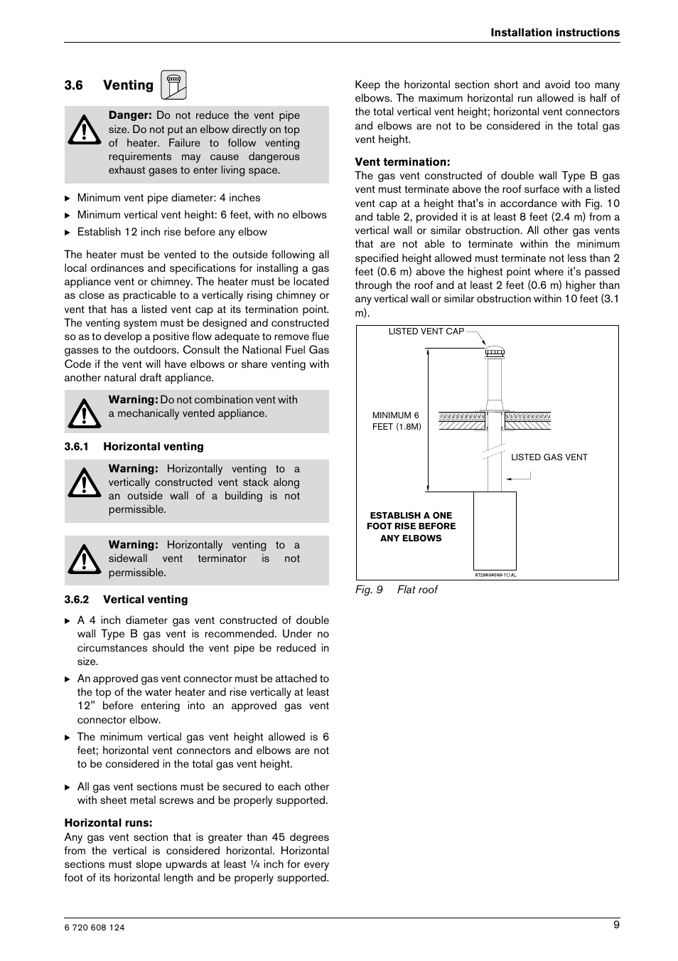 6 venting | Bosch GWH 1000 User Manual | Page 9 / 28