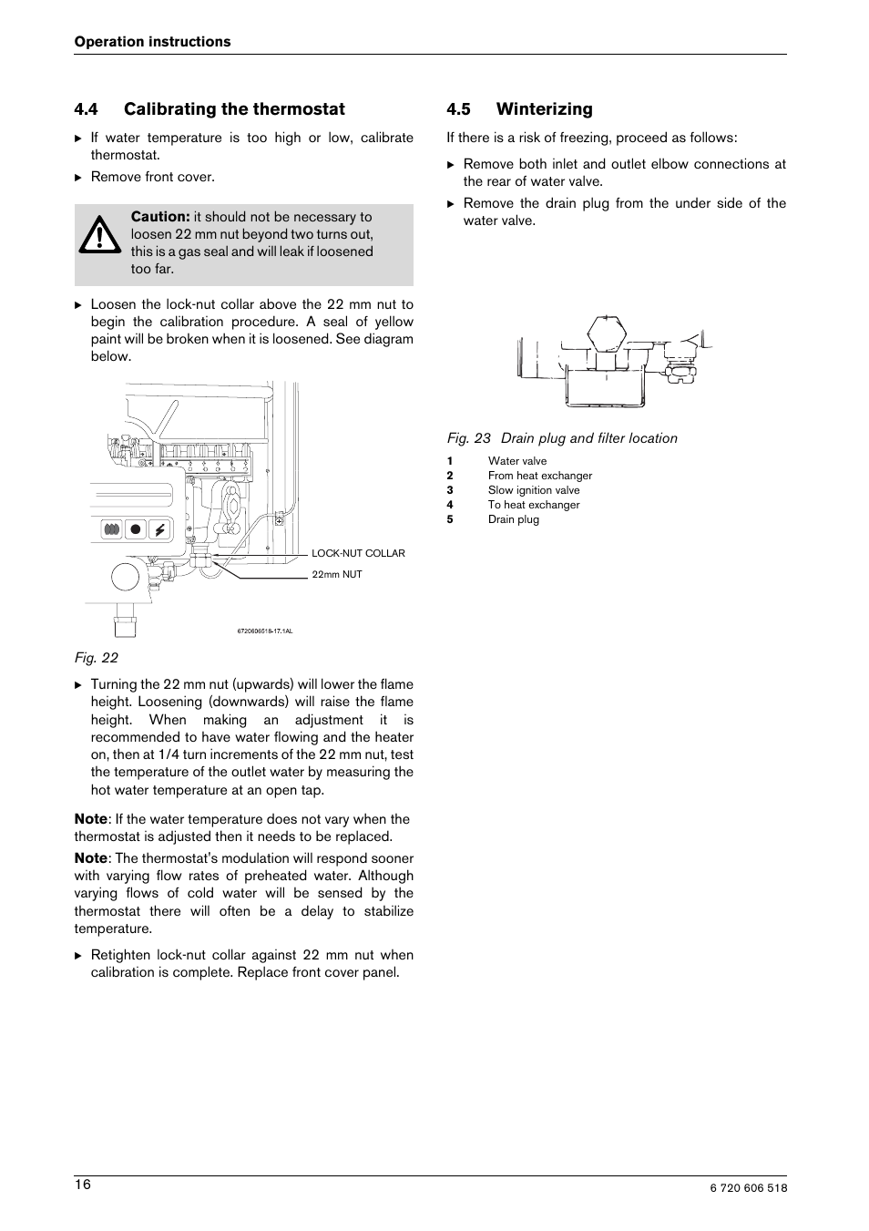 4 calibrating the thermostat, 5 winterizing | Bosch GWH 1600 PS User Manual | Page 16 / 28