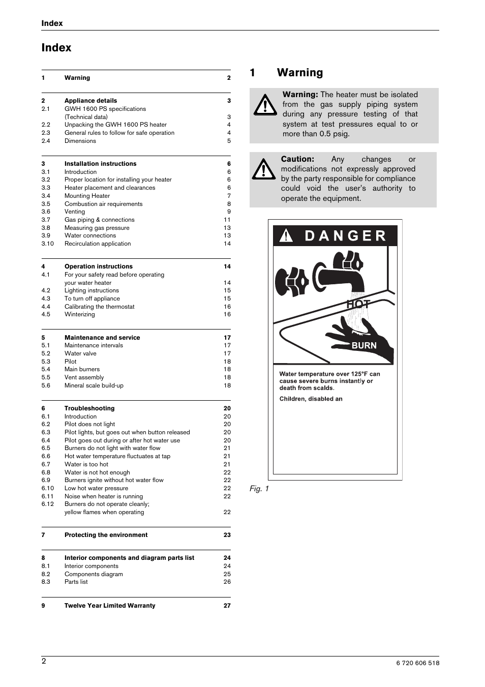 Index, 1warning | Bosch GWH 1600 PS User Manual | Page 2 / 28