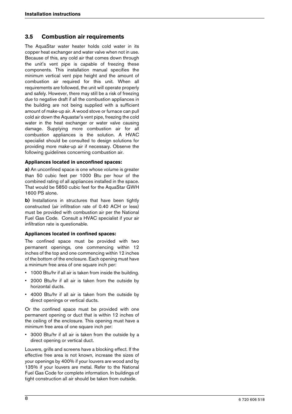 5 combustion air requirements | Bosch GWH 1600 PS User Manual | Page 8 / 28