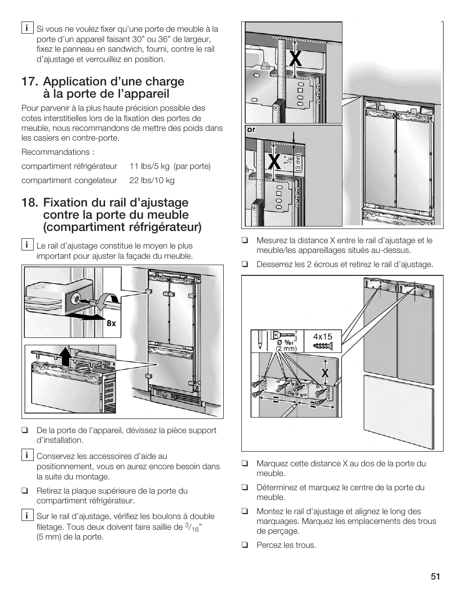 Application d'une charge à la porte de l'appareil | Bosch Bottom Freezer I User Manual | Page 51 / 92