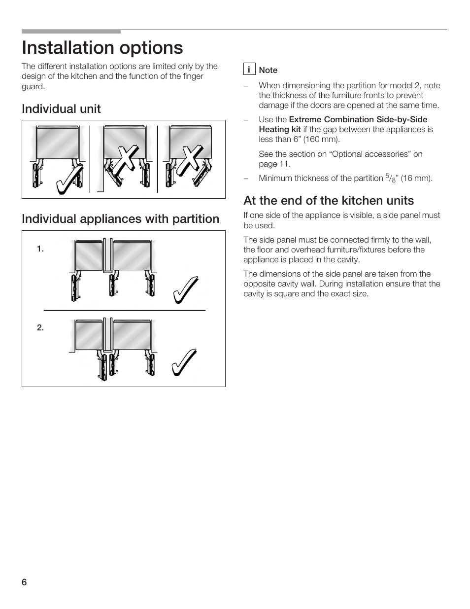 Installation options, At the end of the kitchen units | Bosch Bottom Freezer I User Manual | Page 6 / 92