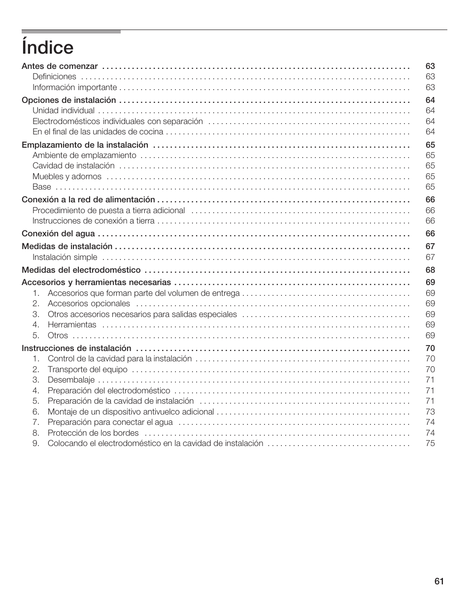 Índice | Bosch Bottom Freezer I User Manual | Page 61 / 92