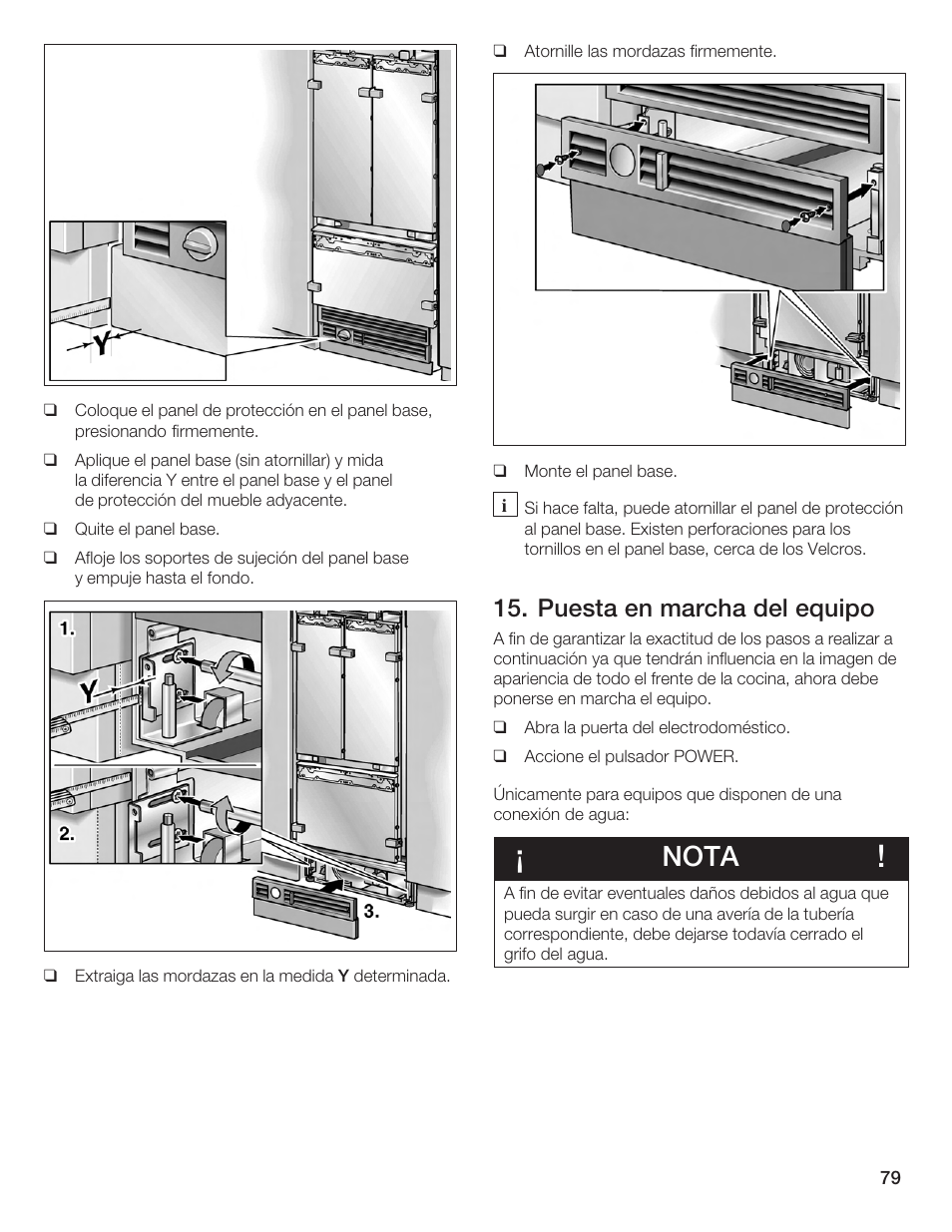 Nota, Puesta en marcha del equipo | Bosch Bottom Freezer I User Manual | Page 79 / 92