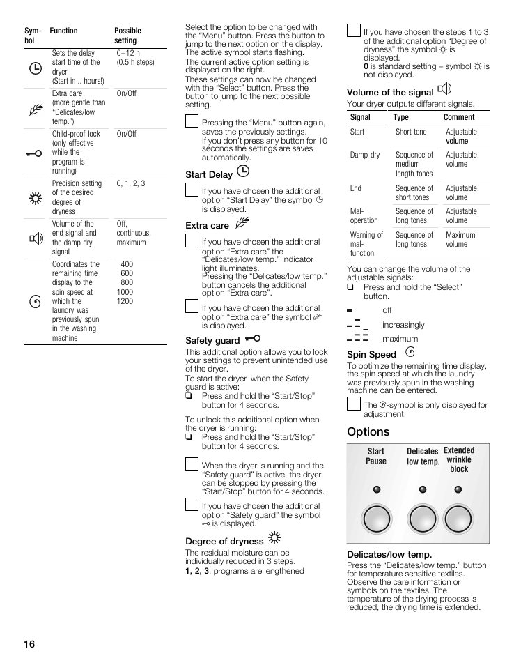 Options | Bosch WTMC6521UC User Manual | Page 16 / 80