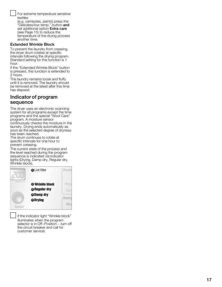 Indicator of program sequence | Bosch WTMC6521UC User Manual | Page 17 / 80