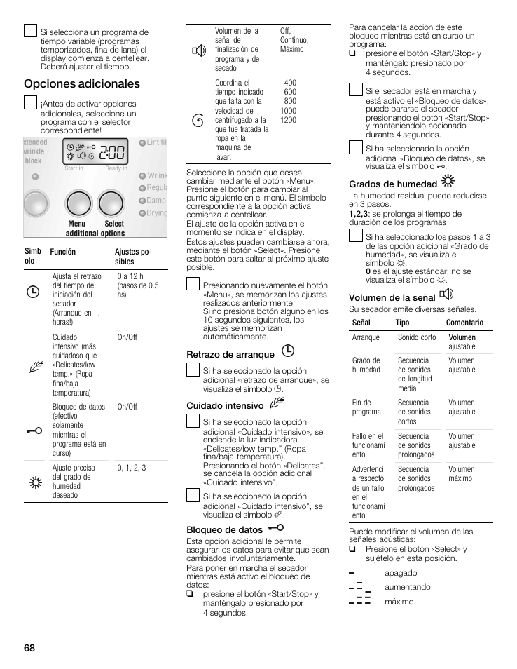 Opciones adicionales | Bosch WTMC6521UC User Manual | Page 68 / 80