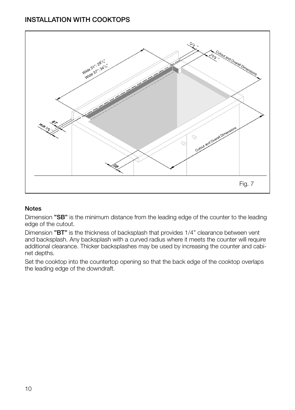 Installation with cooktops | Bosch DHD Model User Manual | Page 10 / 48