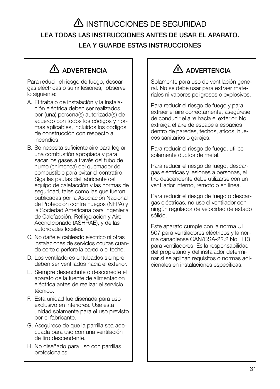 Instrucciones de seguridad | Bosch DHD Model User Manual | Page 31 / 48
