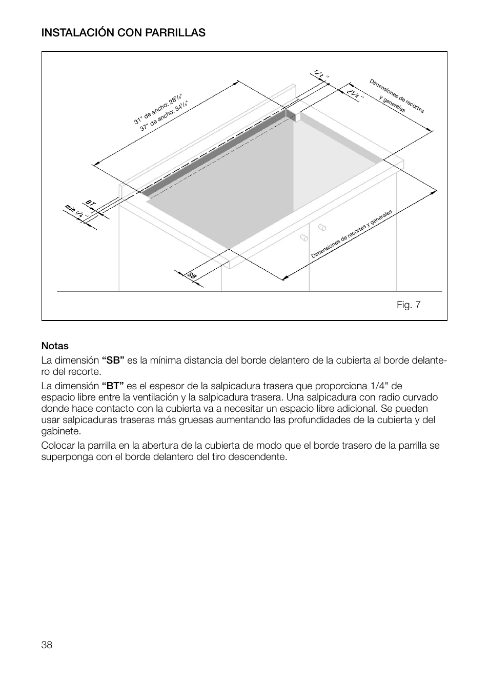 Instalación con parrillas | Bosch DHD Model User Manual | Page 38 / 48