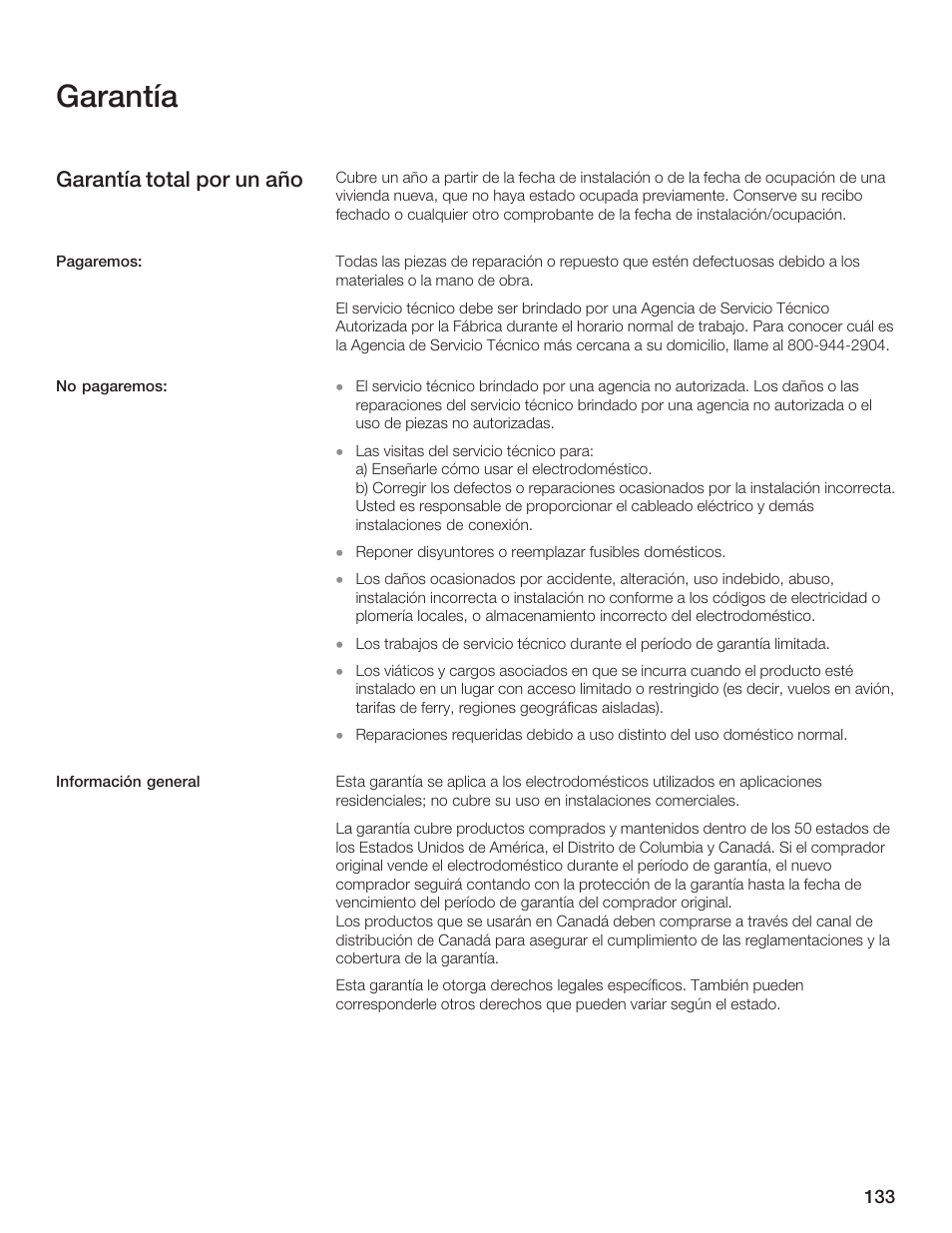 Garantía, Garantía total por un año | Bosch HMB8020 User Manual | Page 133 / 136