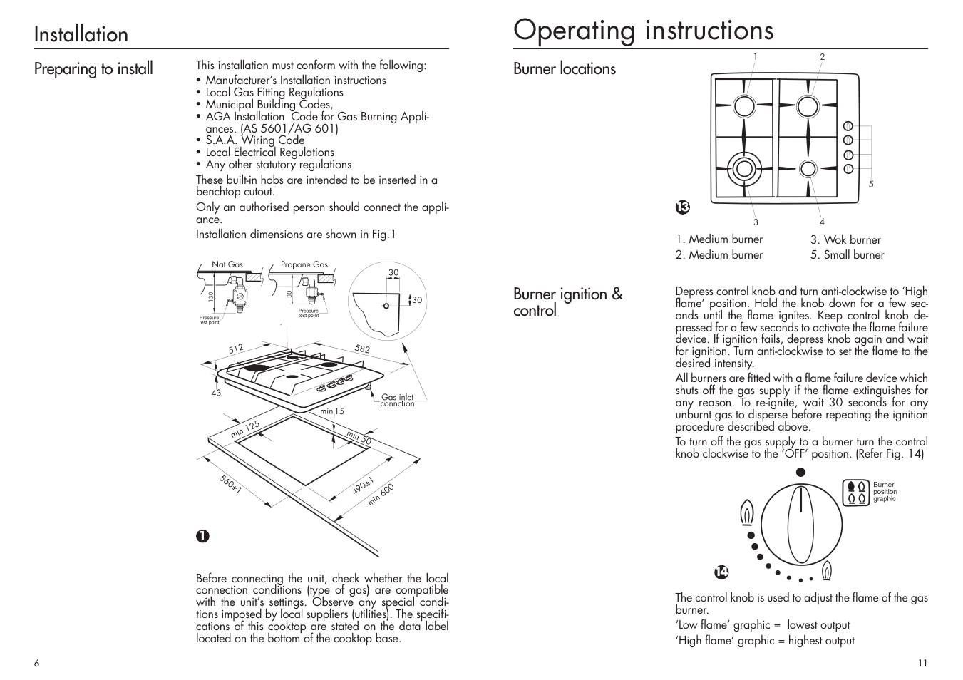 Operating instructions, Installation | Bosch PCH 615 DAU User Manual | Page 6 / 8