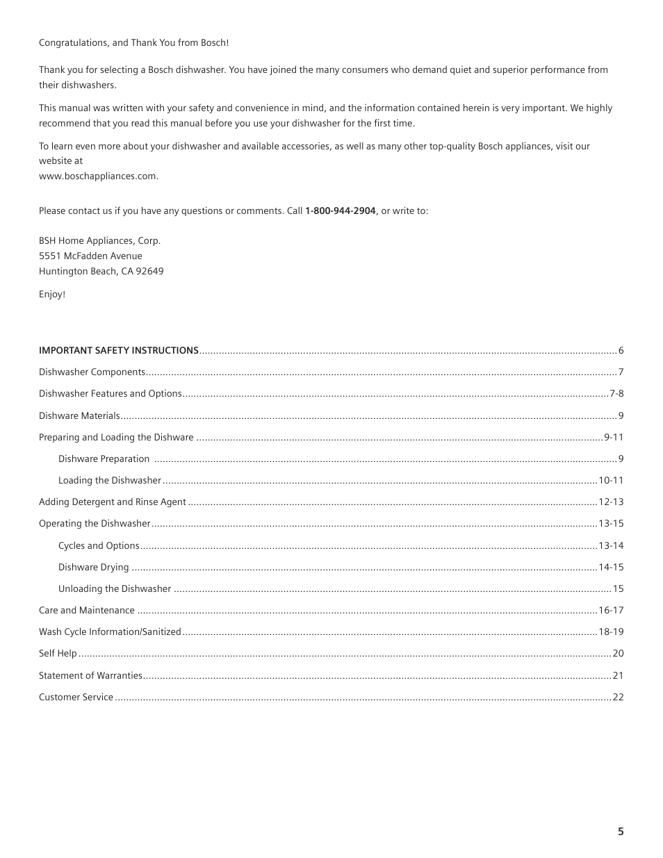 Bosch SHE44C User Manual | Page 5 / 22