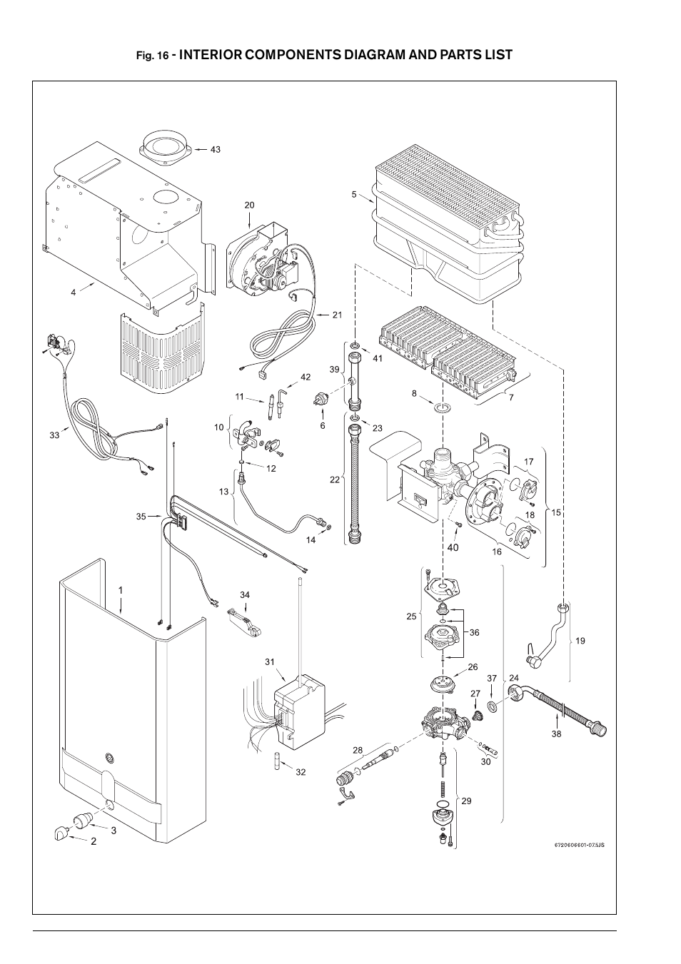 Interior components diagram and parts list | Bosch 125FX NG User Manual | Page 20 / 24