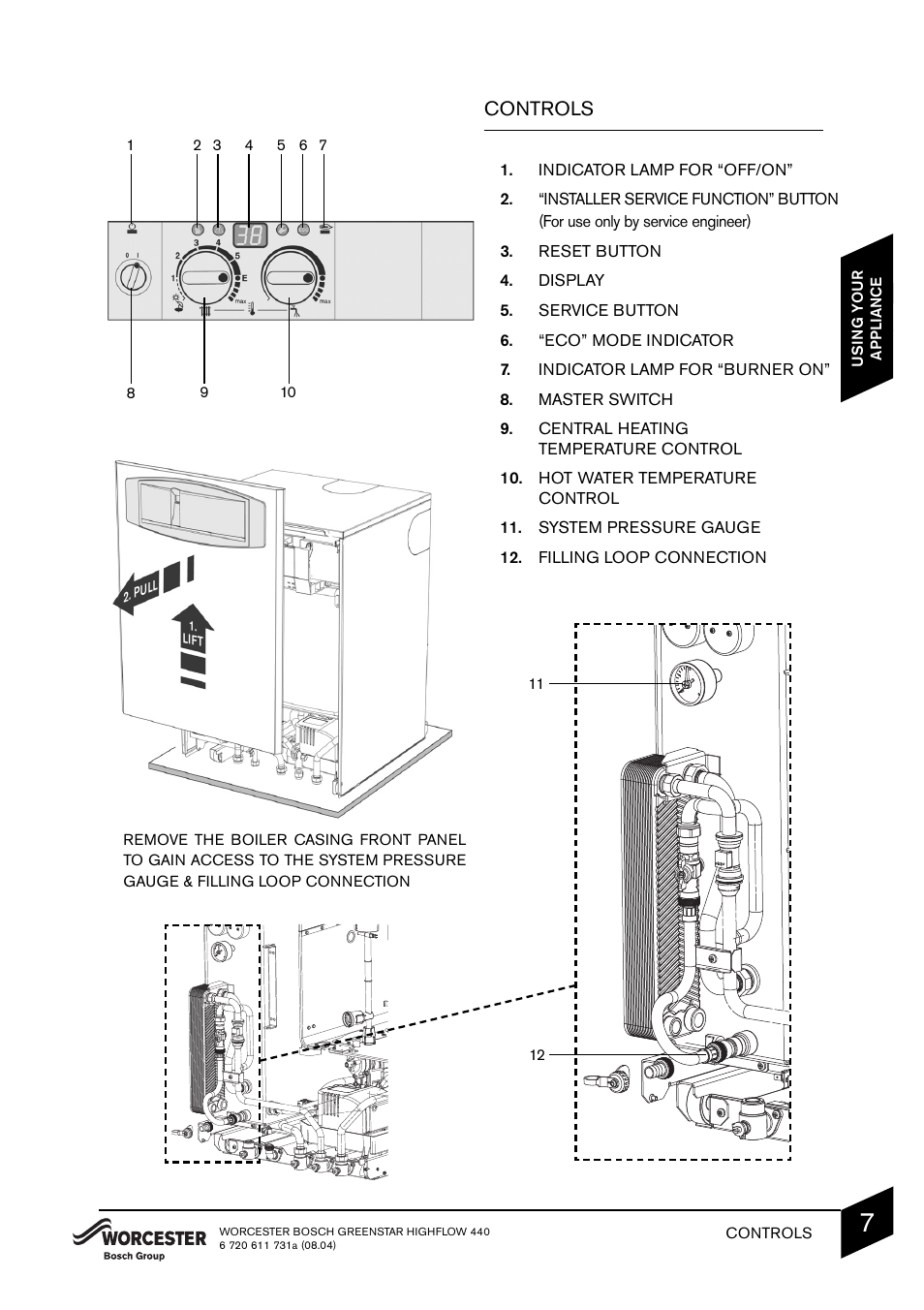 Controls | Bosch 440 User Manual | Page 9 / 21