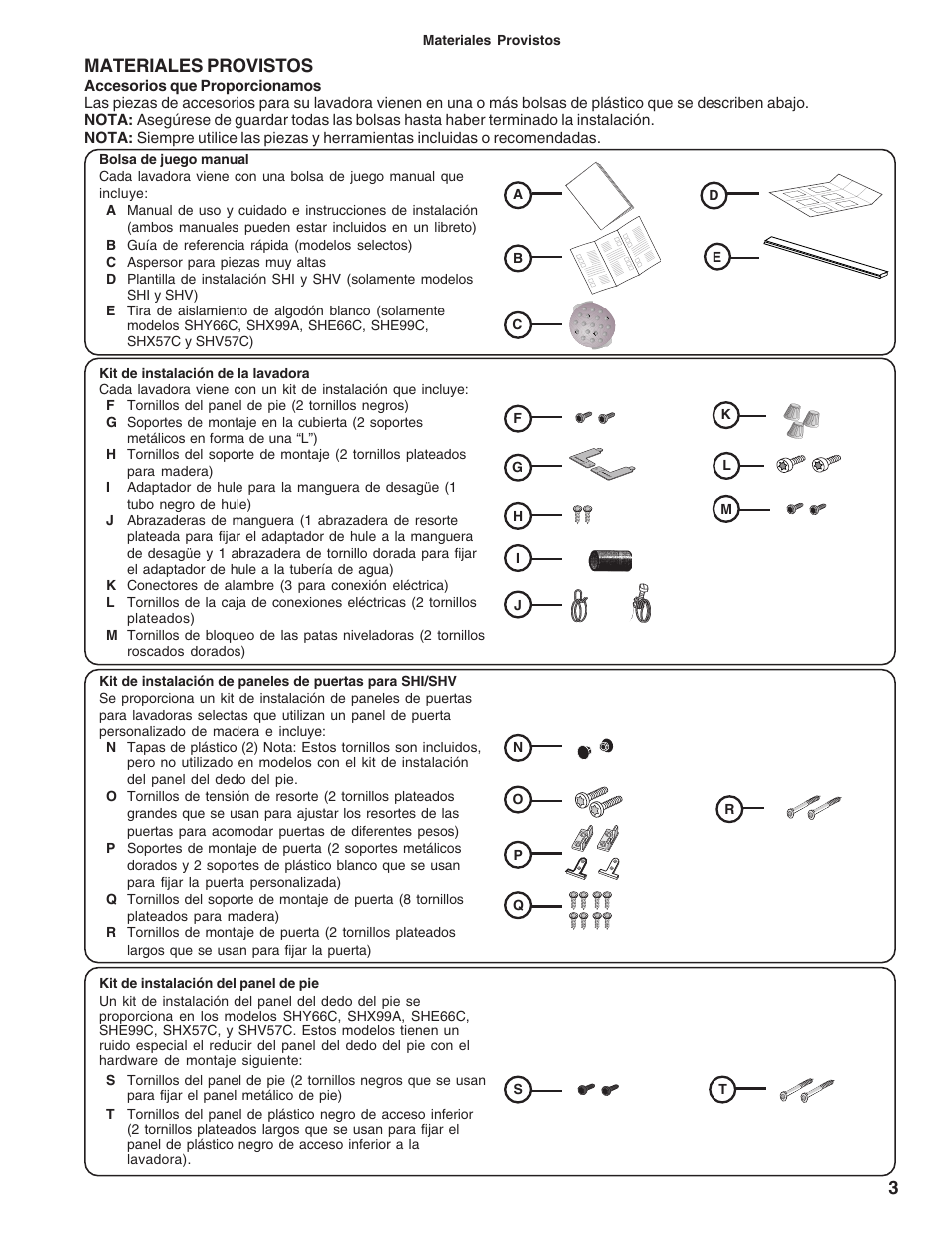 Materiales provistos | Bosch 9000063716 (8504) User Manual | Page 37 / 54