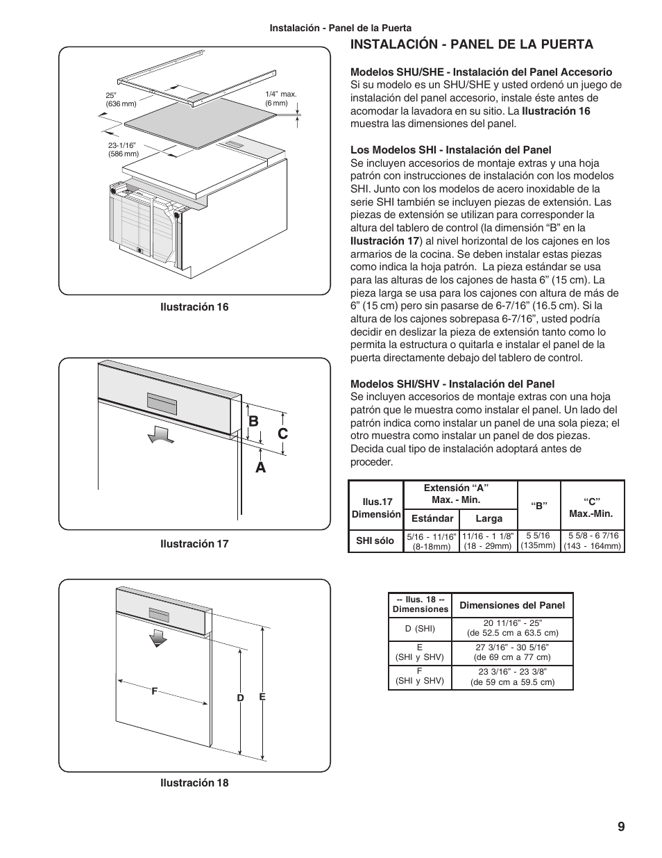 Instalación - panel de la puerta | Bosch 9000063716 (8504) User Manual | Page 43 / 54