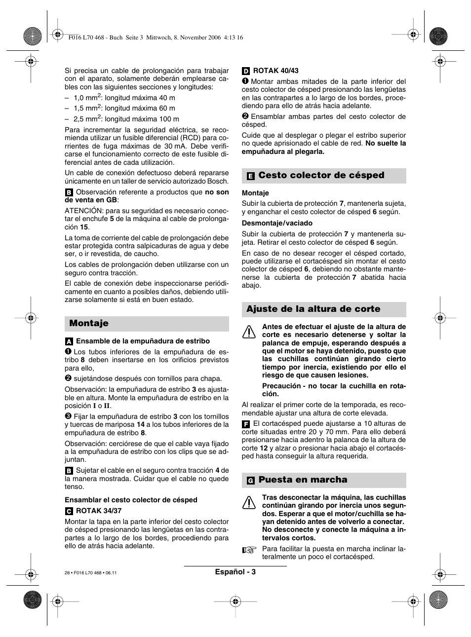 Montaje | Bosch ROTAK 37 User Manual | Page 26 / 171