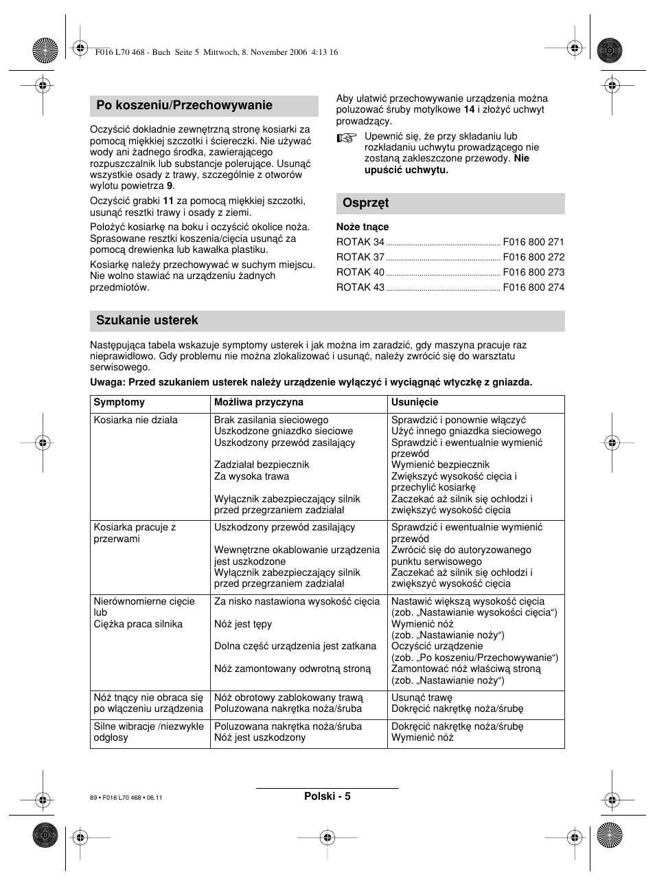 Bosch ROTAK 37 User Manual | Page 89 / 171