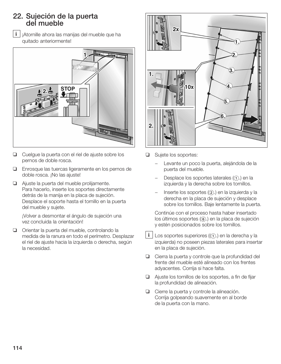 Sujeción de la puerta del mueble | Bosch 24iw50nsp User Manual | Page 114 / 124