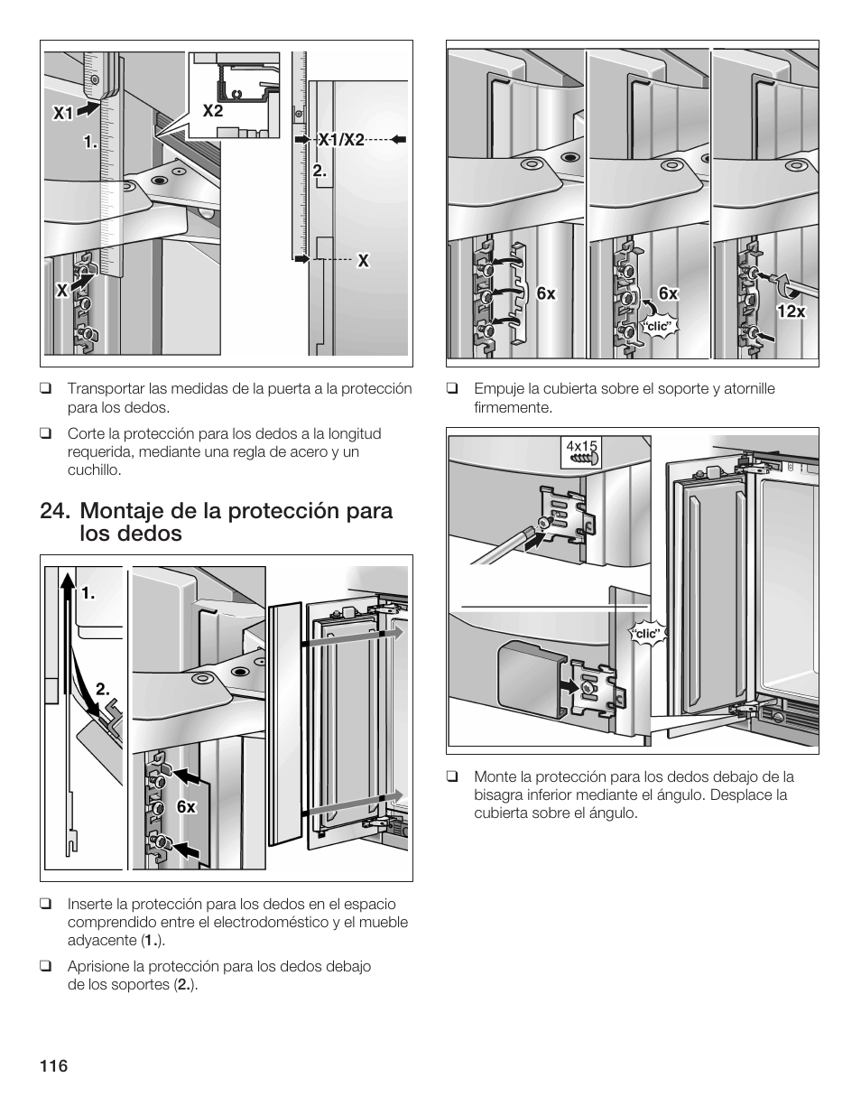 Montaje de la protección para los dedos | Bosch 24iw50nsp User Manual | Page 116 / 124