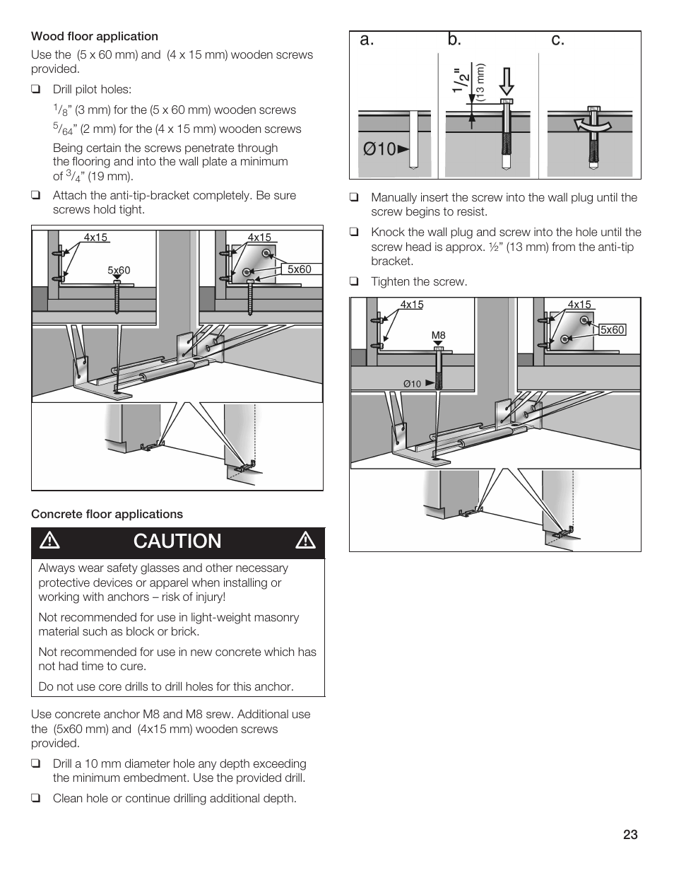Caution | Bosch 24iw50nsp User Manual | Page 23 / 124
