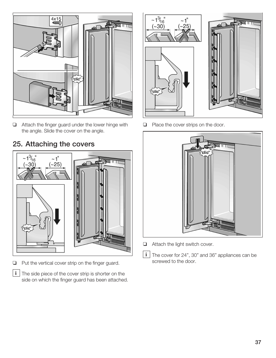 Attaching the covers | Bosch 24iw50nsp User Manual | Page 37 / 124