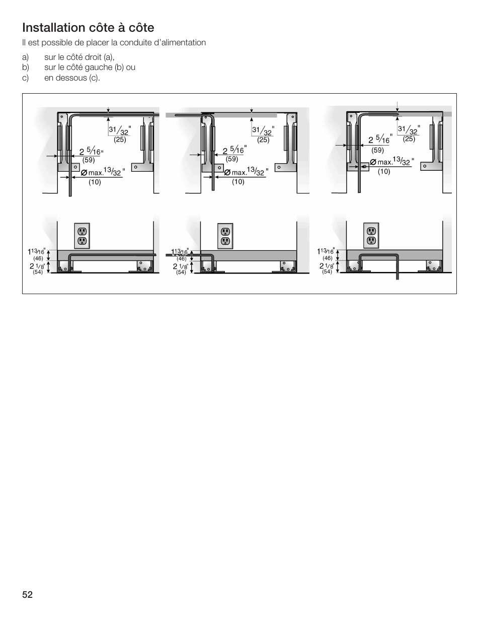 Installation côte à côte | Bosch 24iw50nsp User Manual | Page 52 / 124