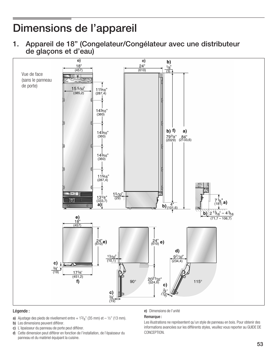 Dimensions de l'appareil | Bosch 24iw50nsp User Manual | Page 53 / 124