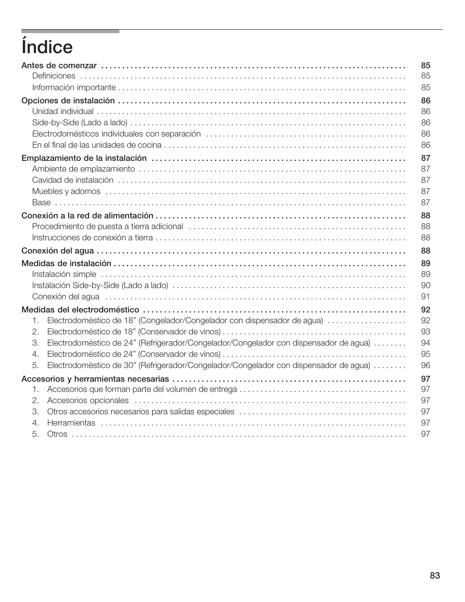 Índice | Bosch 24iw50nsp User Manual | Page 83 / 124