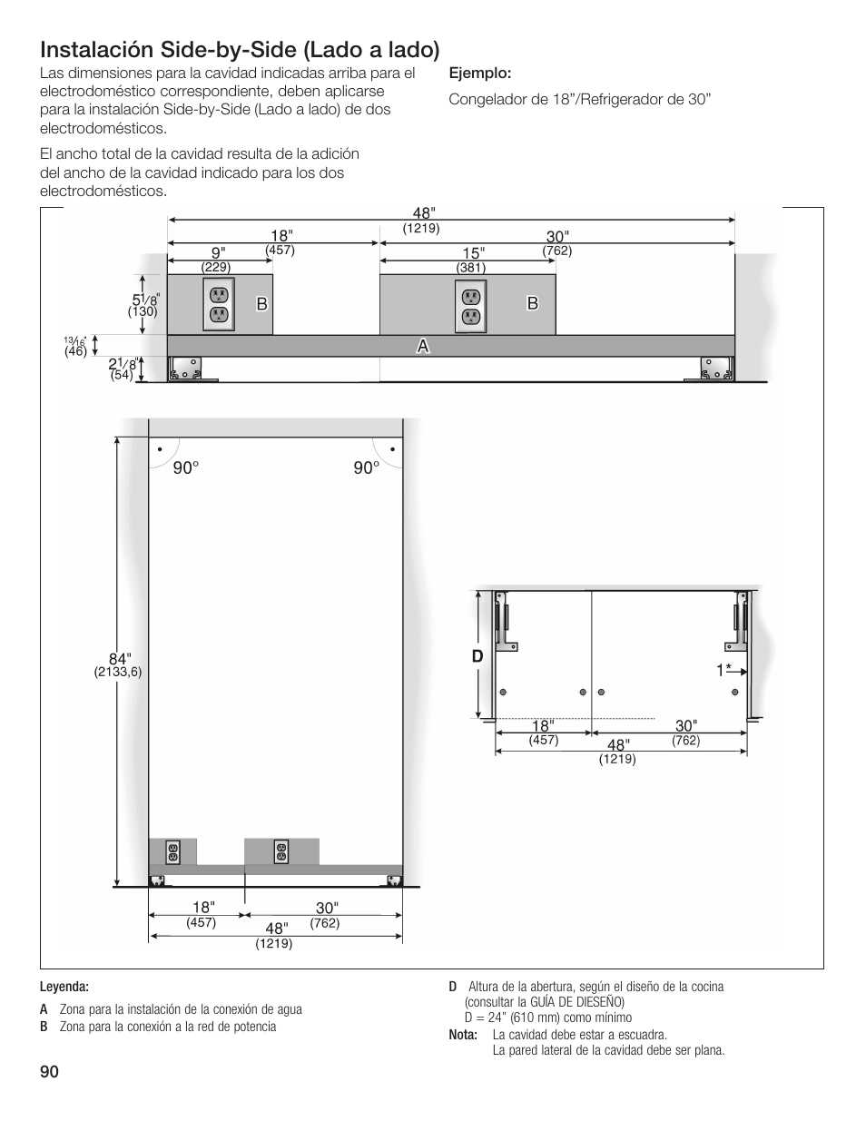 Instalación sidećbyćside (lado a lado) | Bosch 24iw50nsp User Manual | Page 90 / 124