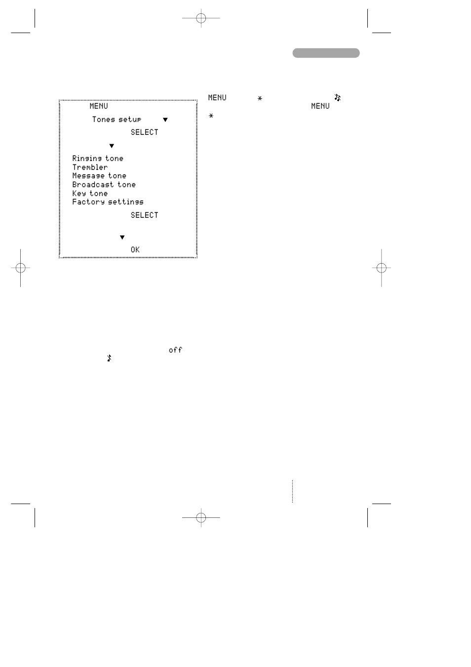 Tones setup | Bosch GSM 908 User Manual | Page 30 / 45