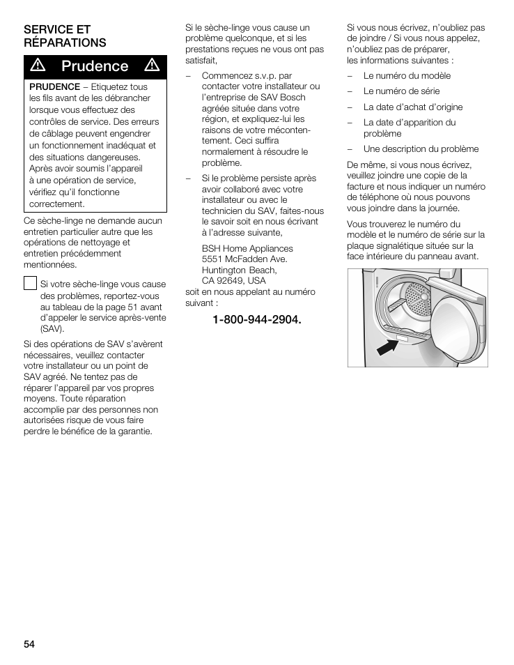 Prudence | Bosch WTMC 3500UC User Manual | Page 54 / 84