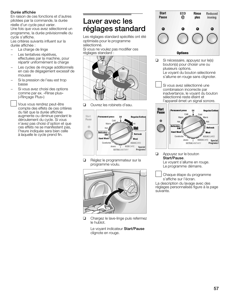 Laver avec les réglages standard | Bosch Nexxt 800 WFMC8401UC User Manual | Page 57 / 112