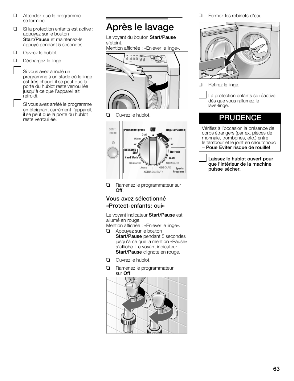 Après le lavage, Prudence | Bosch Nexxt 800 WFMC8401UC User Manual | Page 63 / 112