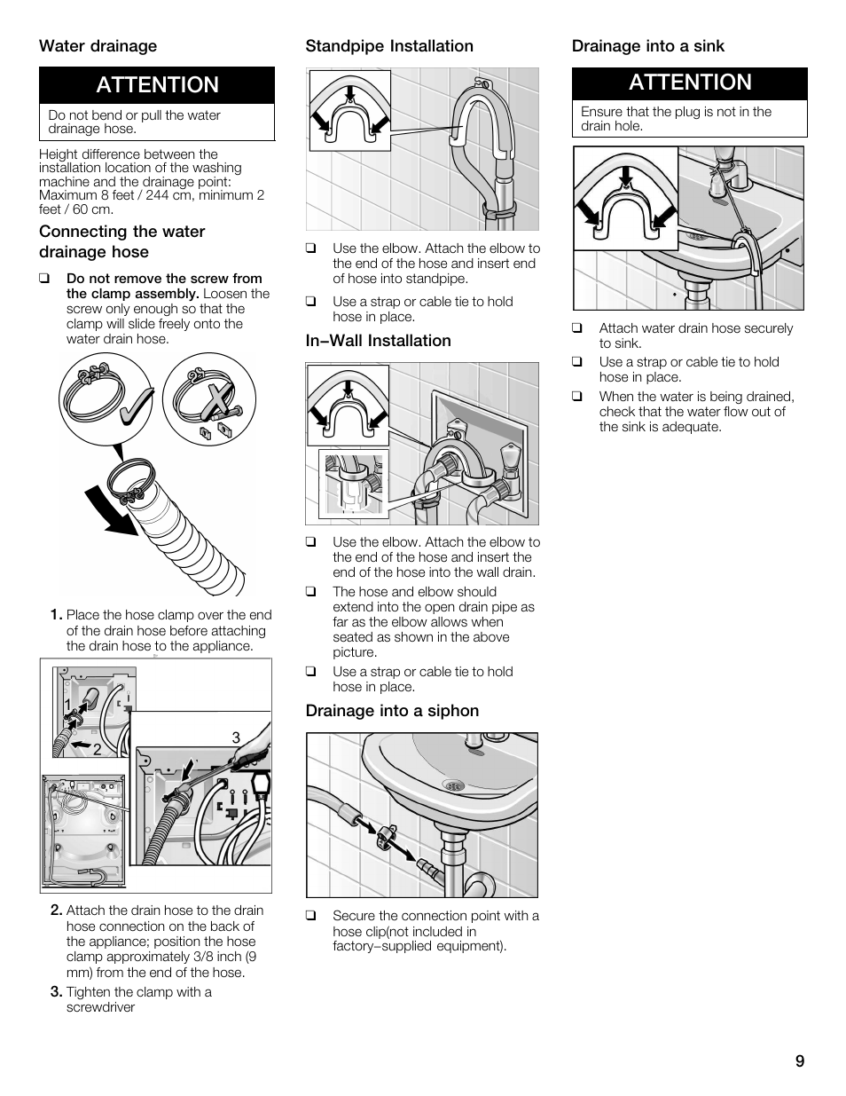 Attention | Bosch Nexxt 800 WFMC8401UC User Manual | Page 9 / 112