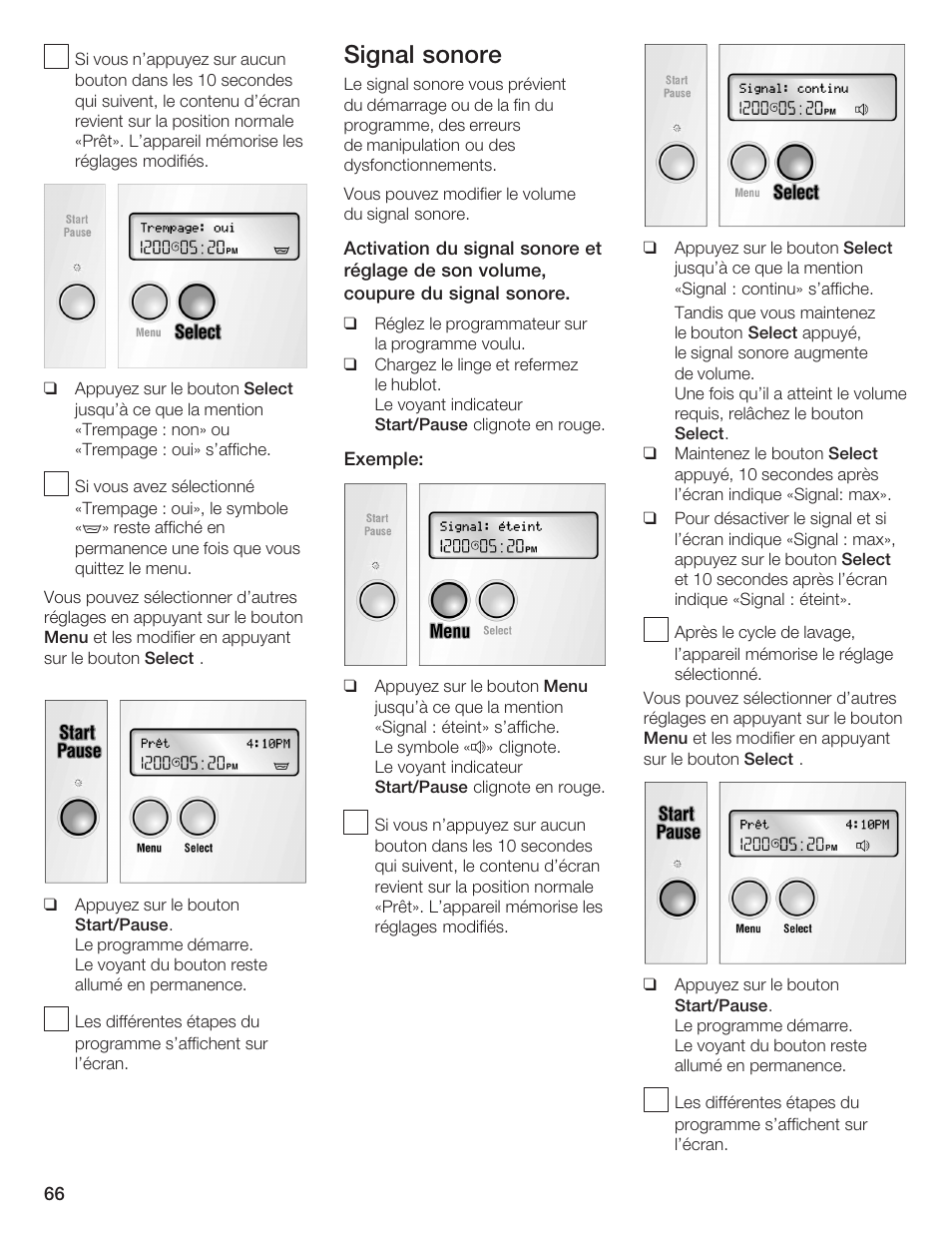 Signal sonore | Bosch Lavadora Next Premium User Manual | Page 66 / 124