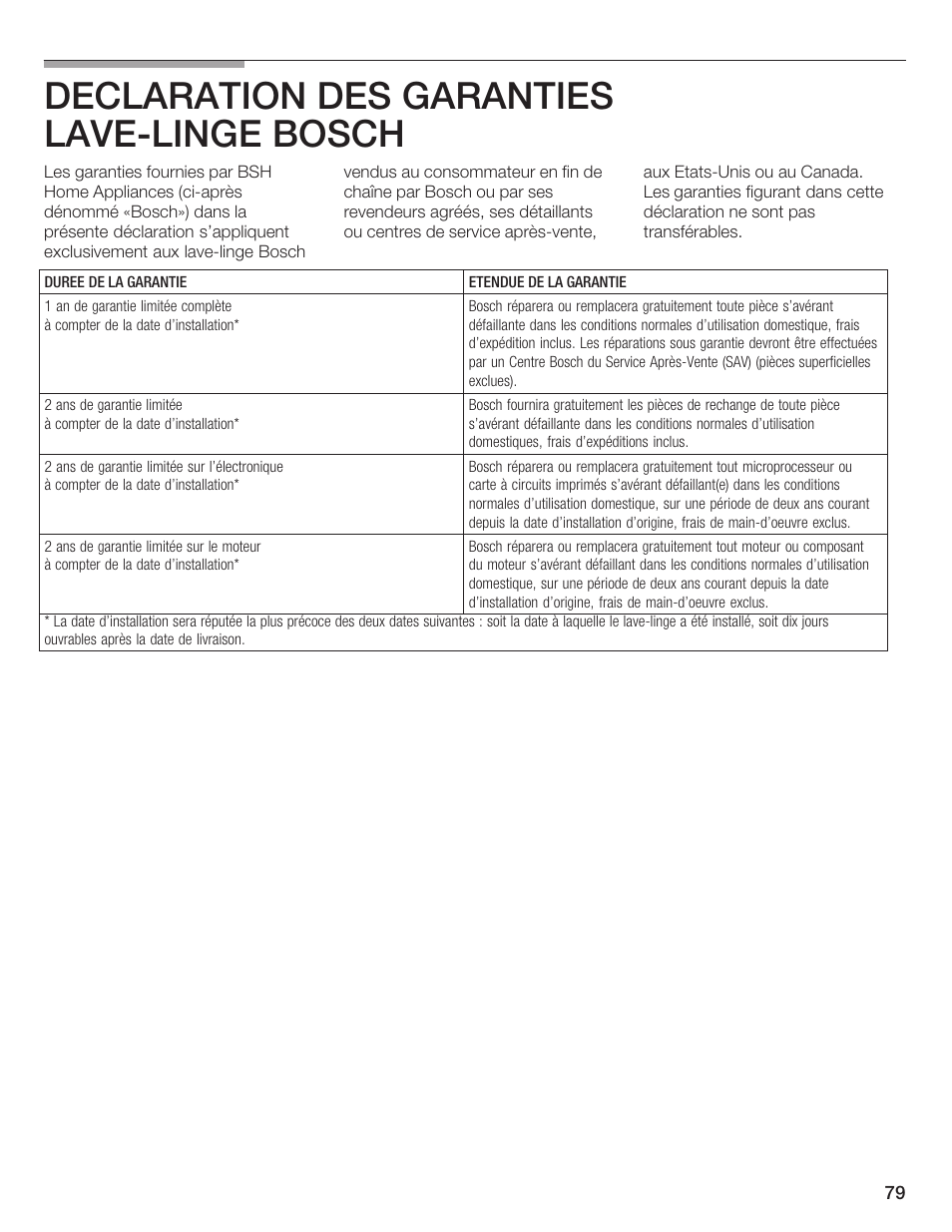 Declaration des garanties lavećlinge bosch | Bosch Lavadora Next Premium User Manual | Page 79 / 124