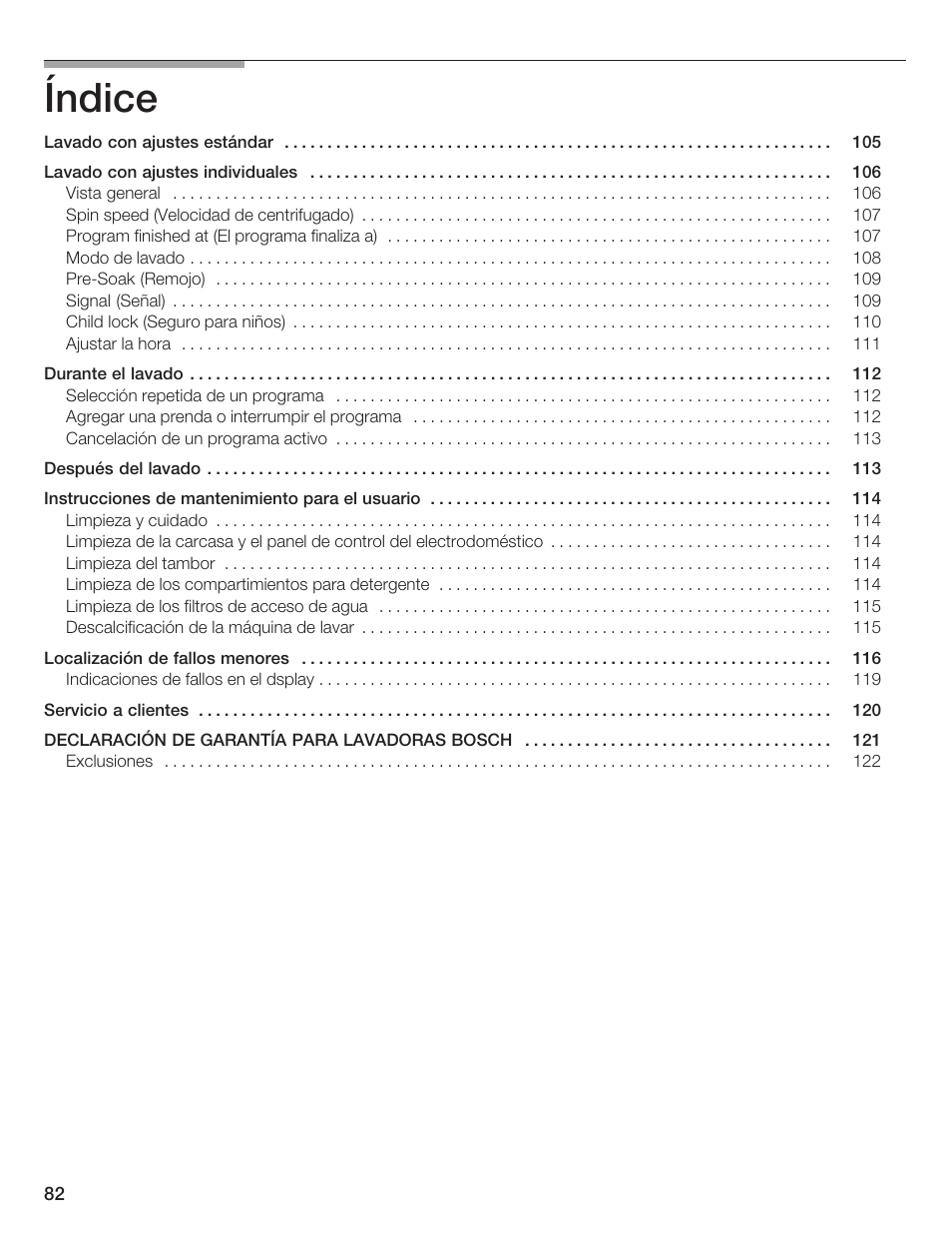 Índice | Bosch Lavadora Next Premium User Manual | Page 82 / 124