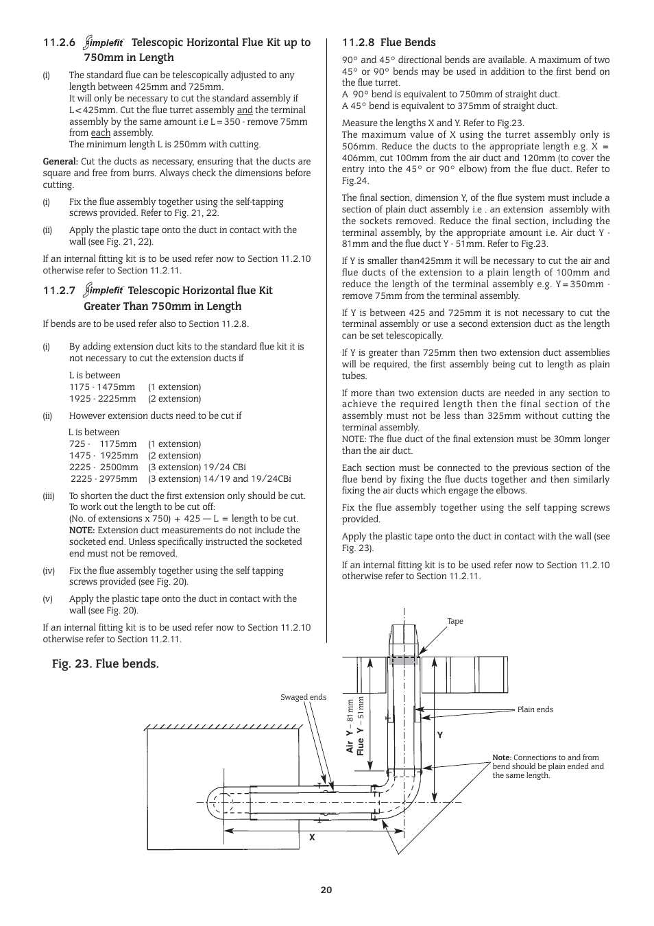 Fig. 23. flue bends | Bosch 14/19CBI User Manual | Page 20 / 44