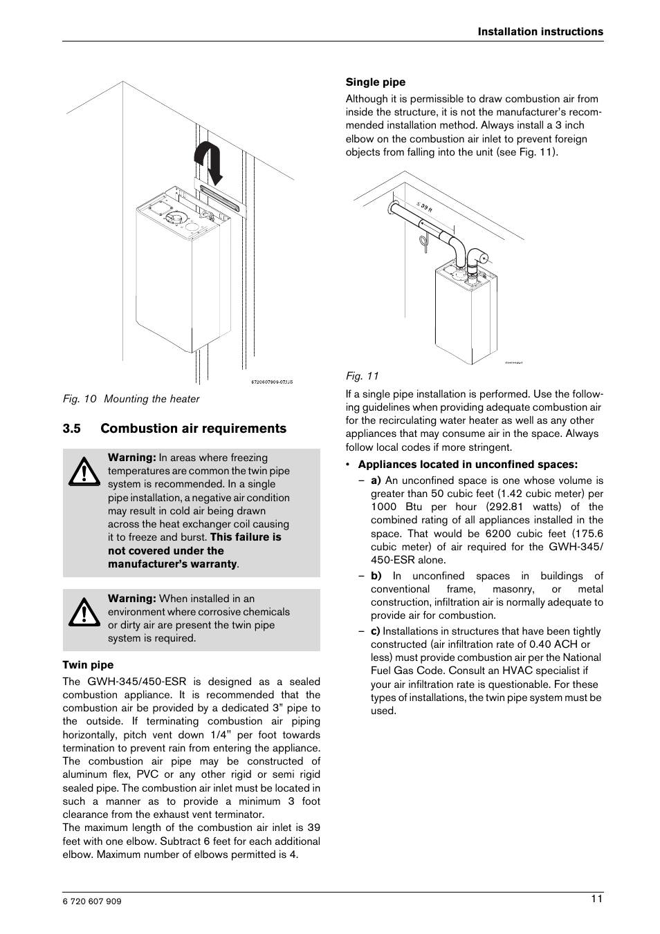 5 combustion air requirements | Bosch PROTANKLESS GWH 345/450 ESR User Manual | Page 11 / 40