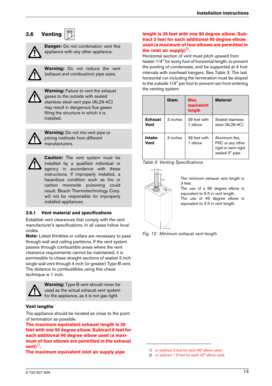 6 venting | Bosch PROTANKLESS GWH 345/450 ESR User Manual | Page 13 / 40