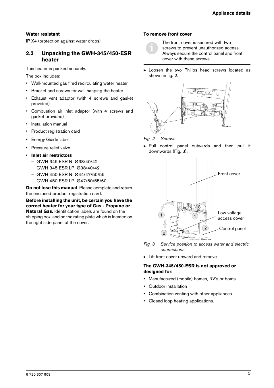 Bosch PROTANKLESS GWH 345/450 ESR User Manual | Page 5 / 40