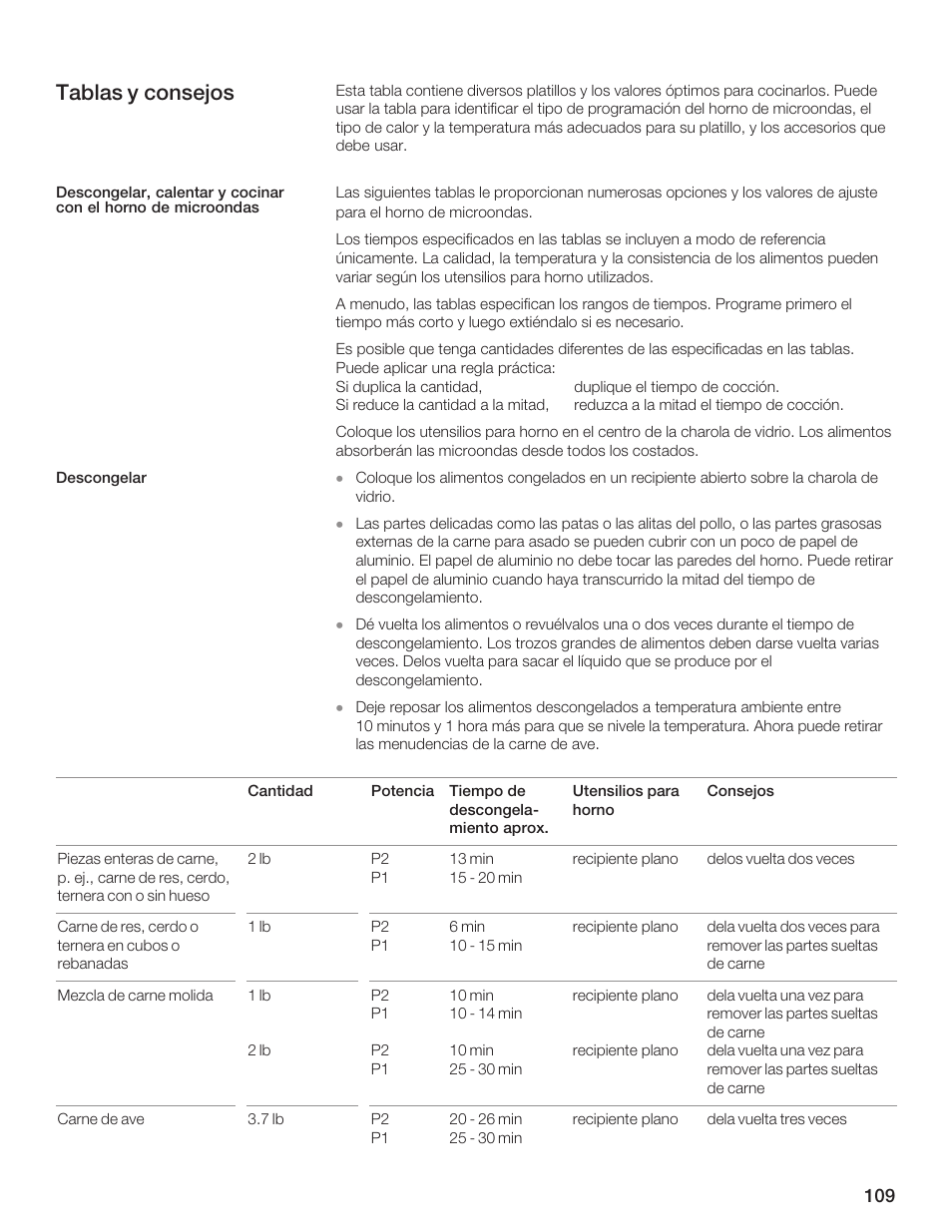 Tablas y consejos | Bosch HMB5060 User Manual | Page 109 / 124