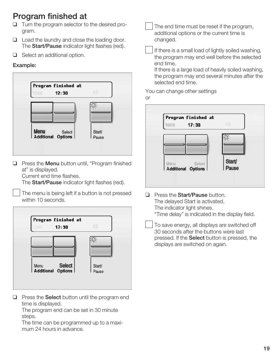 Program finished at | Bosch Axxis+ WFR 2460 User Manual | Page 19 / 48