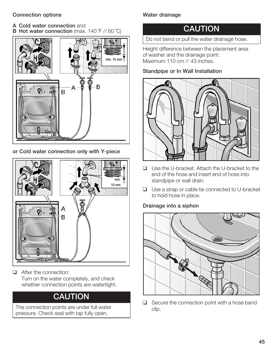 Caution | Bosch Axxis+ WFR 2460 User Manual | Page 45 / 48