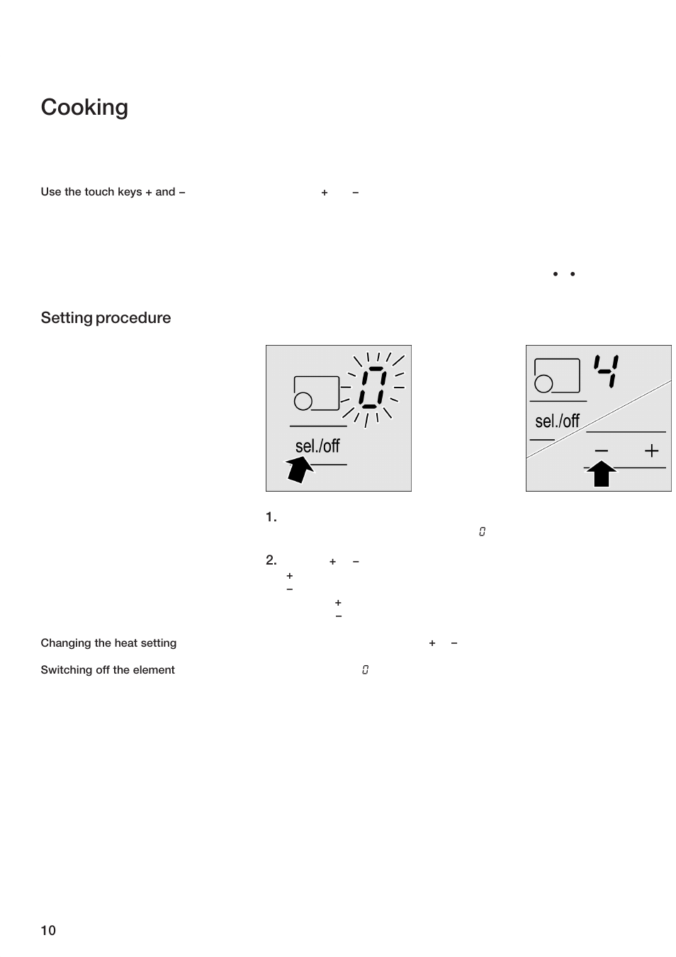 Cooking, Setting procedure | Bosch ET 74 User Manual | Page 10 / 56